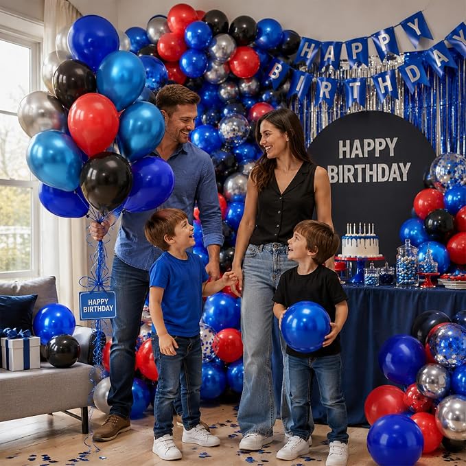 Paready Red Black Blue Balloons Set - Image 6