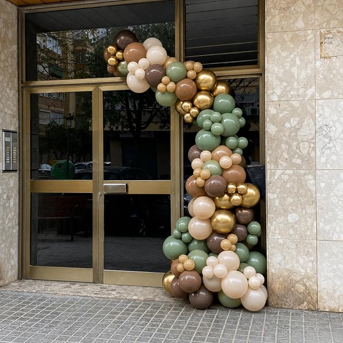 Green and Brown Balloons for Woodland Baby Shower Birthday Party Decoration | - Image 6