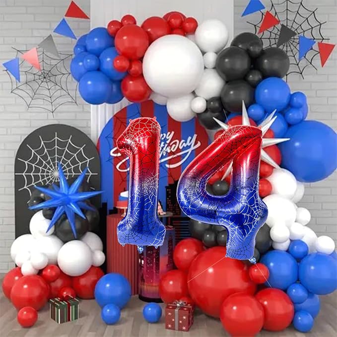 40 Inch Spider Theme Number Foil Balloons, Large Number 14 Balloons - Image 5