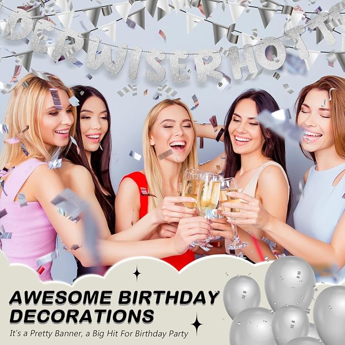 Fulmoon Set of 3 Pre Strung Older Wiser Hotter Glitter Banner Funny Birthday - Image 6