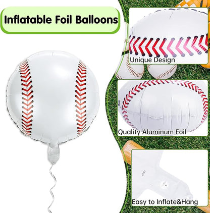 Fovths 12 Pieces Inflatable Baseball Balloons 18 Inches Baseballs Foil Balloons - Image 3