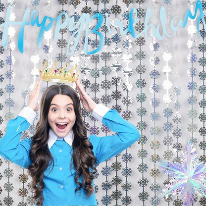 BRAVESHINE Party Snowflake Backdrop Hanging Snow Flakes Foil Fringe Curtain | 2 - Image 5