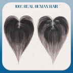 Hair Topper with Side Bangs Human Hair Curtain Bangs Topper for Women, T-part Lace Base Real Human Hair Topper Hair Piece for Daily Wear(Side Bangs,Natural Black)
