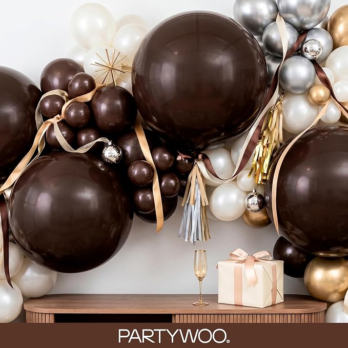 PartyWoo Dark Brown Balloons 155pcs Boho Coffee Neutral Color | 18 12 10 5 Inch - Image 8