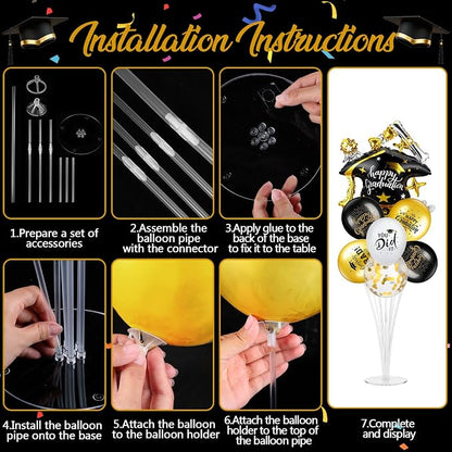 Jenaai Black and Gold 27 Pcs 2026 Graduation Balloon Centerpiece - Image 5