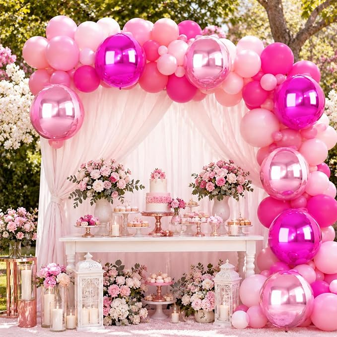 Hot Pink and Rose Round Foil Balloons - Image 7