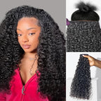 LUVME Invisible Clip in Hair Extensions Messy Curly Real Human Hair, Remy Hair Clip ins for Women, Natural Human Hair, 20 inch 110g 6pcs, Natural Black