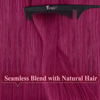 YoungSee Tape in Hair Extensions Real Human Hair Magenta Human Hair Extensions Tape in Color 20In Hair Extensions Tape-in Magenta for Girls Party Highlights 10pcs 25g