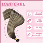 YoungSee I Tip Hair Extensions Human Hair Balayage I Tips Hair Extensions Real Human Hair Balayage I-Tip Hair Extension Ombre Dark Brown with Ash Blonde Itip Human Hair Extension 18 Inch 60s 50g
