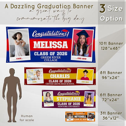 Graduation Banner 2026 Personalized, Then & Now - Image 3