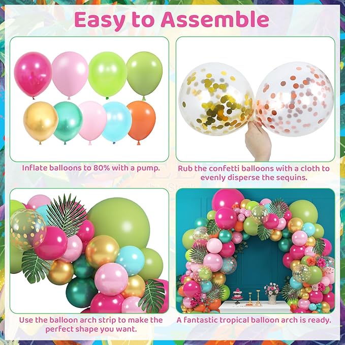 158Pcs Tropical Balloon Arch Garland Kit - Image 4
