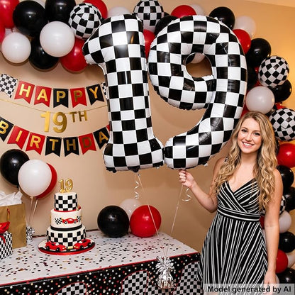 40" Checkered Number 19 Balloon - Image 4