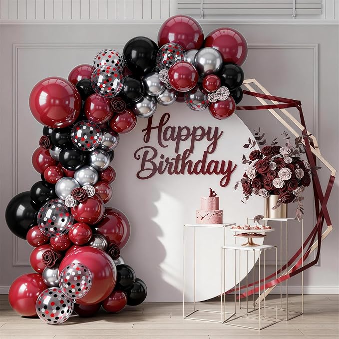 Red and Black Balloon Arch Garland Kit, Graduation Party Decorations, Burgundy - Image 4