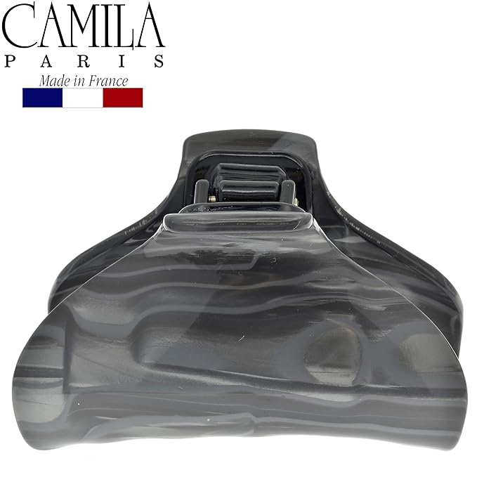 Camila Paris CP2122 French Hair Clip for Women for Long Curly Wavy Hair, Gray, Girls Hair Claw Clips Jaw Fashion Styling Hair Accessories for Women, Strong Hold No Slip Grip, Made in France