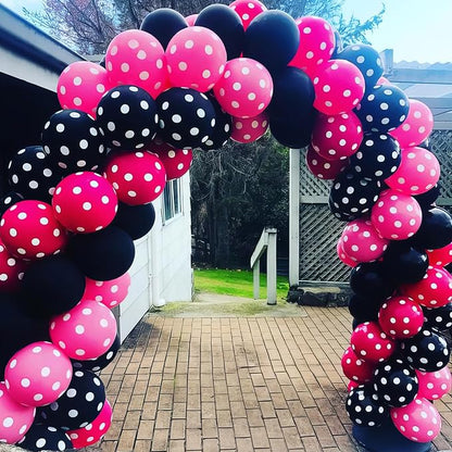 Pink and Black Balloons, Hot Pink Balloons White Dots Black White Dots Balloon - Image 5