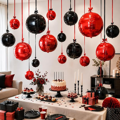 Black Red Round Foil Balloons - Image 8