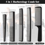 5 Pieces Hair Cutting Comb Barber Hair Styling Combs Fine Teeth Carbon Hairbrush Set Anti Static Heat Resistant Hairdressing Tapered Hairbrush for Men Women
