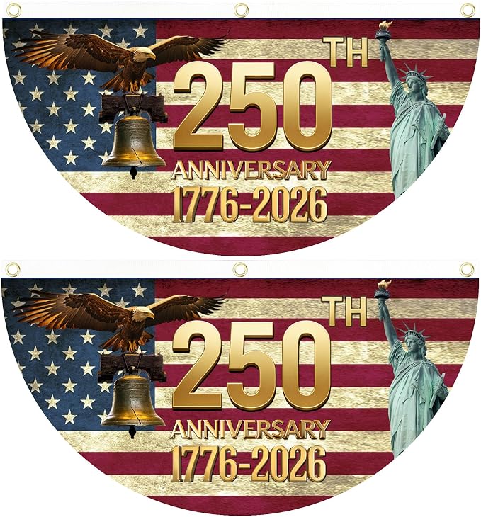 2PCS USA Anniversary 250th Flag, 1.5X3 FT Anniversary Fan Flags, Yard Signs by Unknown