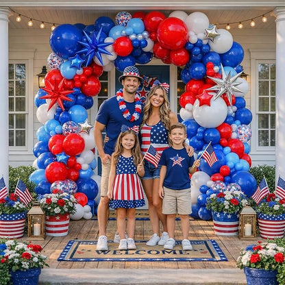 145Pcs Red White and Blue Balloon Garland Kit, Patriotic Balloon Arch Kit | - Image 3