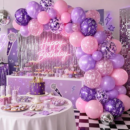 HILAVO Korean Pop Balloons, 12 Inch Metallic Pink Purple Pattern Balloons - Image 4