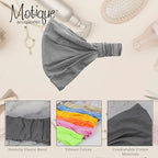 Motique Accessories Wide Cotton Head Band Solid Boho Yoga Style Soft Hairband for Women (Light Grey)