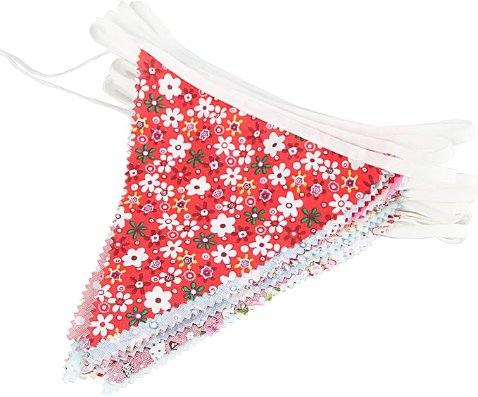 G2PLUS 39Ft Triangle Bunting Banner, Reusable Red White Blue Fabric Triangle - Image 8