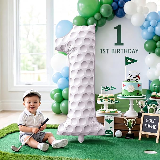 Jenaai Golf Number 1 Balloons 40 Inch White Golf Balloons Party Decorations - Image 4