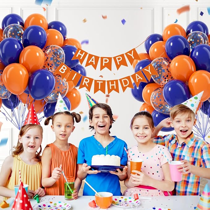 60pcs Royal Blue and Orange Balloons 12inch - Image 5