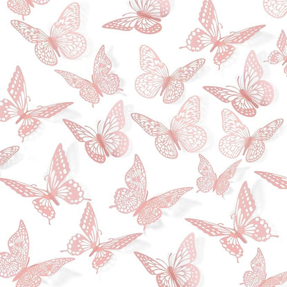 SAOROPEB 3D Butterfly Wall Decor 48 Pcs Pink Butterfly Decorations | 4 Styles 3 by SAOROPEB