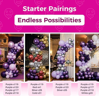 Bezente Metallic Purple Latex Party Balloons 100 Pack 12 inch | Chrome Purple - Image 4