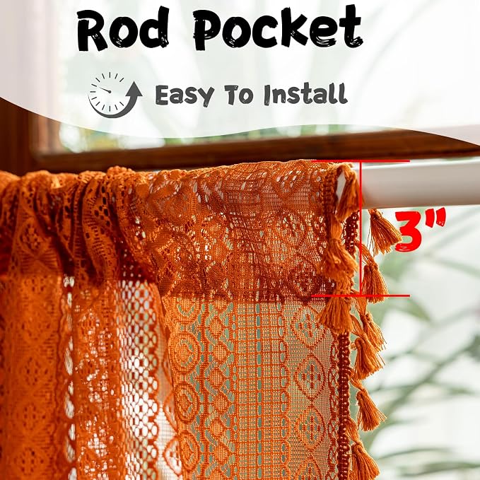 Sutuo Home Boho Kitchen Window Curtains - Image 4