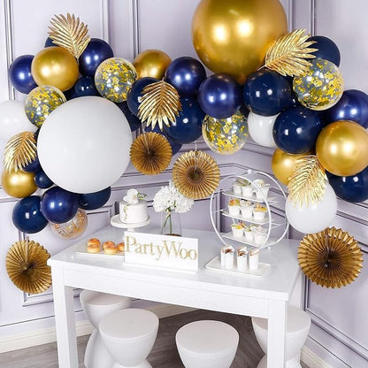 CANREVEL 127pcs Navy Blue Gold Balloons Garland Kit White Gold Confetti - Image 6