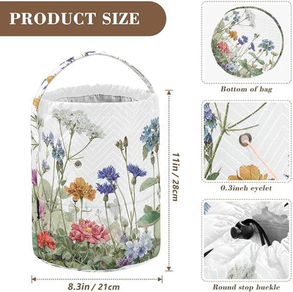Wildflower Bloom Blue Yarn Bag Small Crochet Bag Drawstring Yarn Storage - Image 3