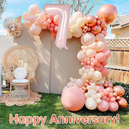 Light Pink Number 17 Balloon, 40 Inch Giant Mylar Number Balloons, Large Foil - Image 7