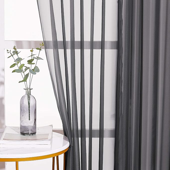 NICETOWN Sheer Curtains for Bedroom Windows, Grommet Casual Soft Voile Sheer - Image 4