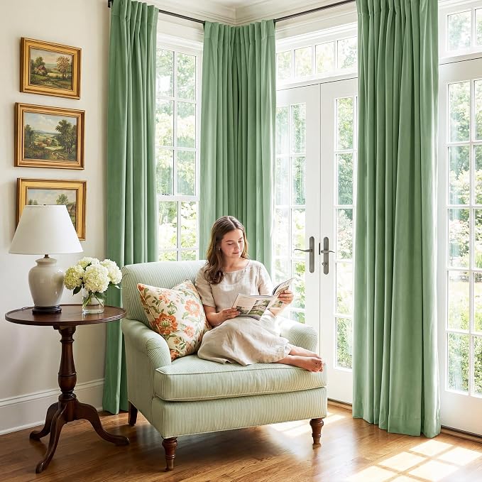 Retro Green Velvet Curtains - Image 8