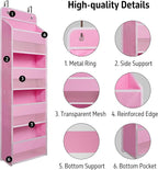 Giraffe Creation Over Door Organizer with 4 Large Capacity Pockets, Heavy Duty Hanging Organizer Storage for Closet Bathroom Nursery Bedroom Dorm, Toys Cosmetics Sundries and Baby Essentials, Pink