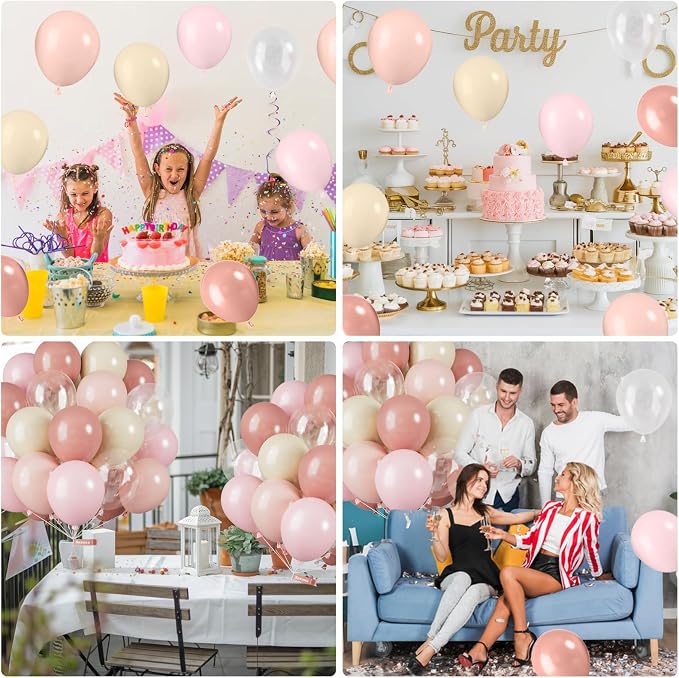 Dusty Pink Balloons, 12 Inch Pastel Pink Balloons, Blush Macaron Orange White - Image 6