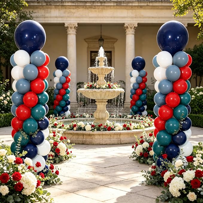 Blue Red White Balloon Column Stand Kit of 2 - Image 2