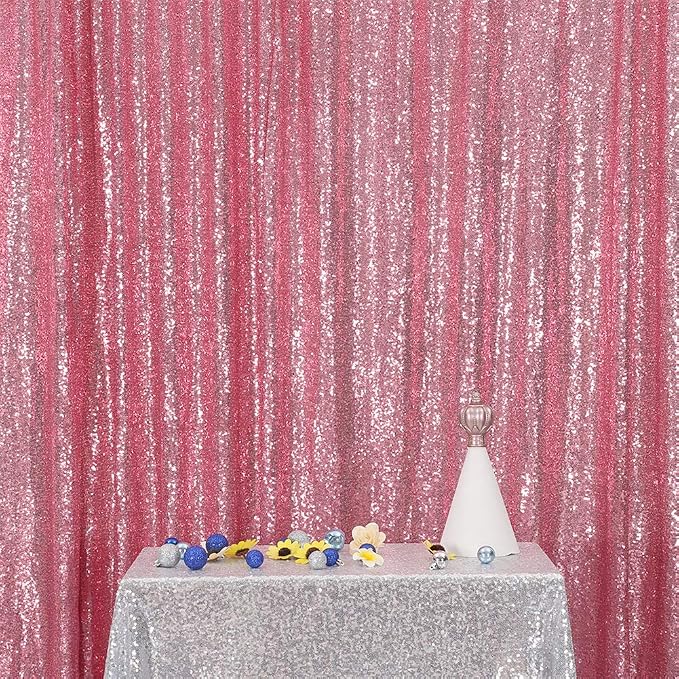 Eternal Beauty Fuchsia Pink 3mm Sequin Backdrop 10x10 Ft - Image 3