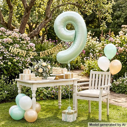 40 Inch Olive Green Number 9 Balloon - Image 3