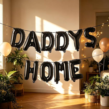 2 Set 20Pcs Black DADDYS HOME Letter Balloons 16in Balloon Foil Letter - Image 8