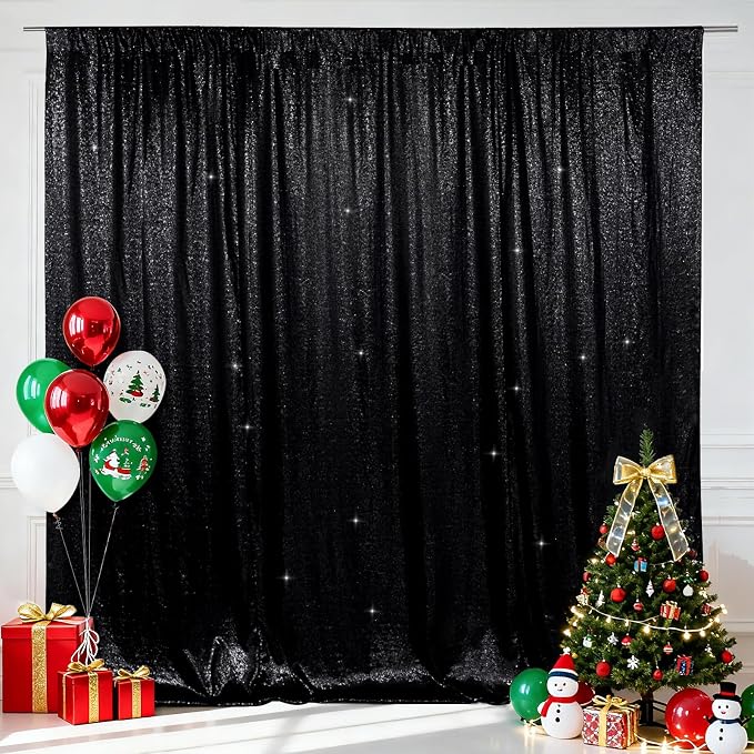 SquarePie 6x6ft Black Sequin Backdrop, High Density Non-Transparent Glitter - Image 2