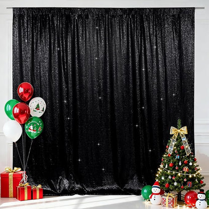 SquarePie 6x6ft Black Sequin Backdrop, High Density Non-Transparent Glitter - Image 2