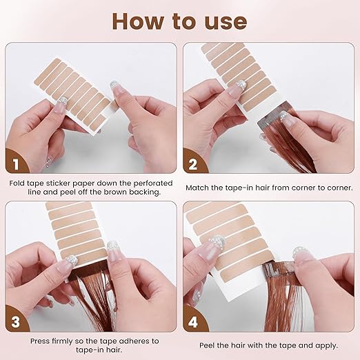 MIILYE Hair Extension Tape 100 Tabs, Double Sided Adhesive Replacement Tape, 6+ Weeks Hold Time, No Residue, Strong Tapes for Tape in Hair Extensions