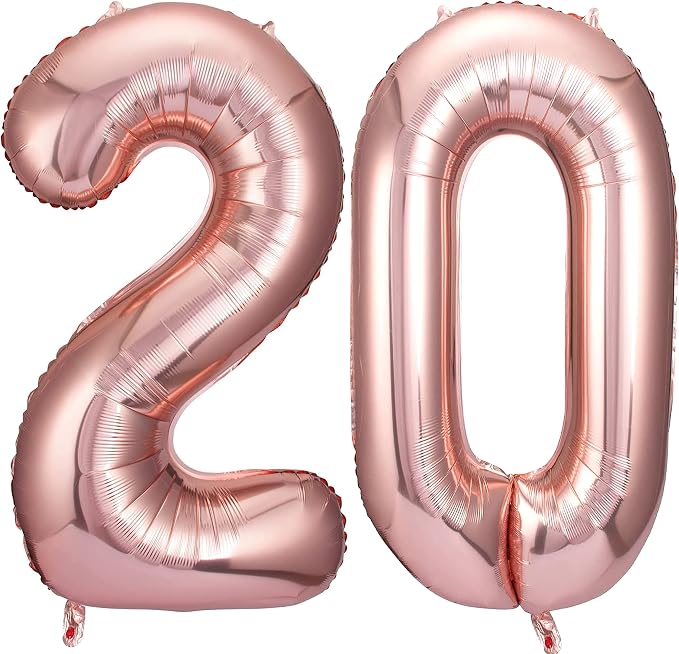 Jonhamwelbor 20 Number Balloons Rose Gold Big Giant Jumbo Number 20 Foil Mylar by Jonhamwelbor