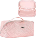 Leudes Hair Tools Travel Bag For Dy son Airwrap Hair Dryer Shark Flex Style Carrying Case Travel Makeup Bag Portable Pouch Open Flat Packing Organizers with Divider and Handle (Pink)
