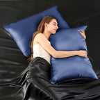 INFIIXSO Mulberry Silk Pillow Case King Size, Silk Pillowcase with Hidden Zipper 20"x36", Extraordinary Smooth and Soft Pillow Cases for Hair and Skin(Navy, 1 Pack)