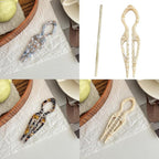 Prestige Hair Pins,French U-Shaped Hair Pin 3Pack Elegant Women Hair Accessories Suitable for Thick or Thin Hair (Dark brown, Light yellow, Dark gray)