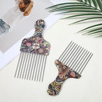 2 Pack Professional Stainless Steel Afro Pick Combs, Wide Tooth Metal Hair Picks for Curly Afro Braid Detangling Styling Women Men